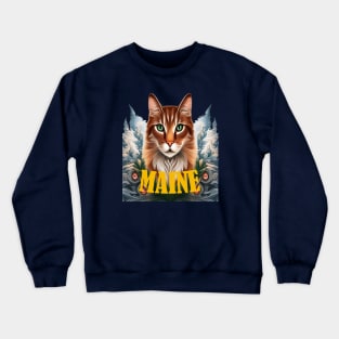 Loving Maine State Cat With White Pine Crewneck Sweatshirt